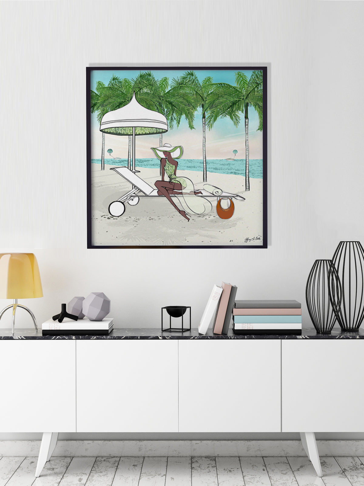 Palm Tree Beach - Illustration - Limited Edition Print - Tiffany La Belle