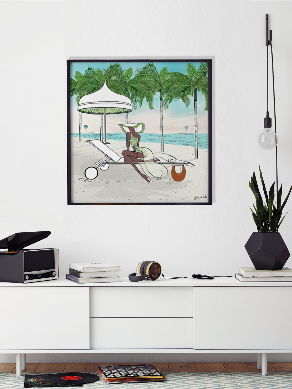 Palm Tree Beach - Illustration - Limited Edition Print - Tiffany La Belle