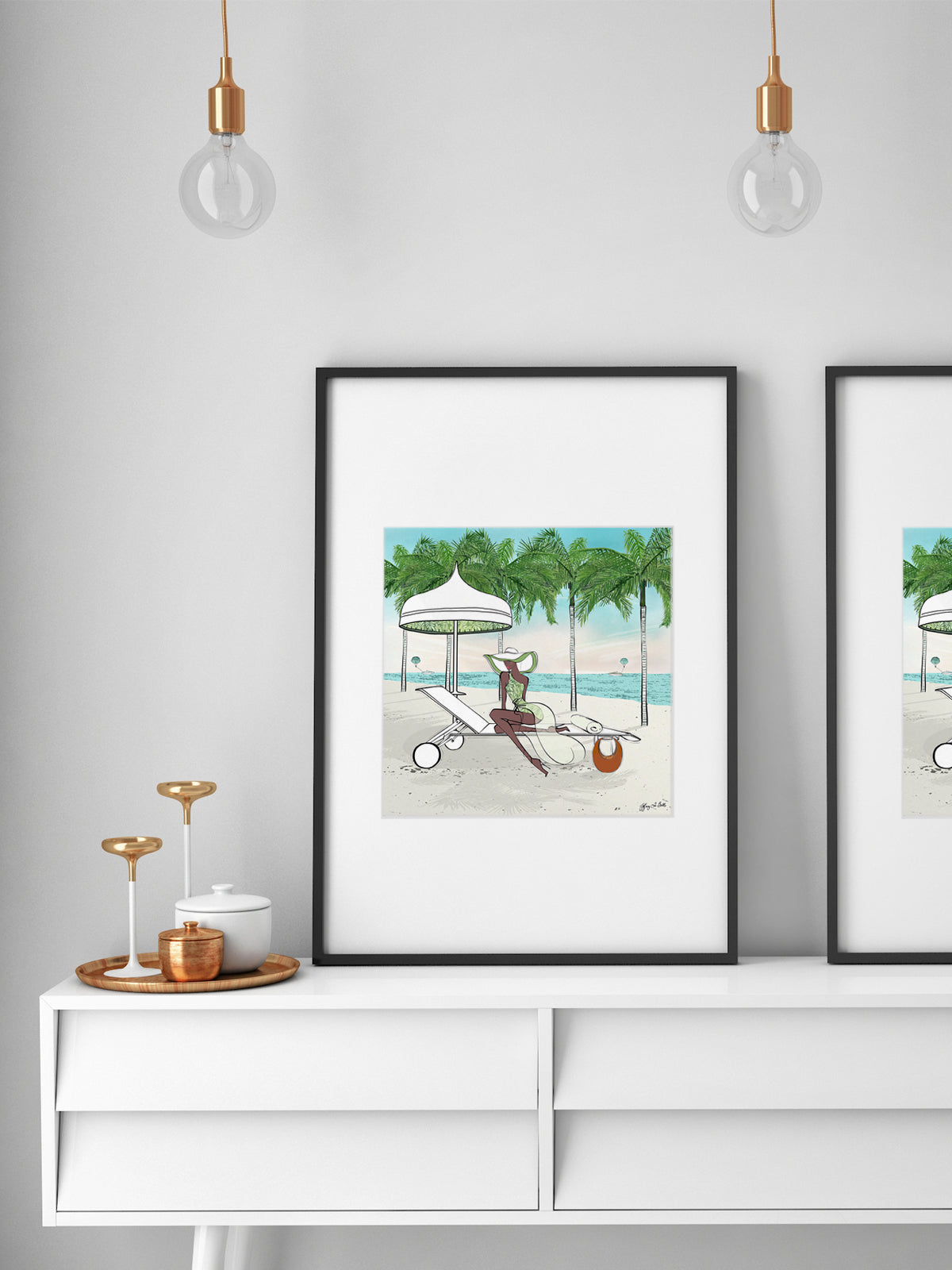 Palm Tree Beach - Illustration - Limited Edition Print - Tiffany La Belle