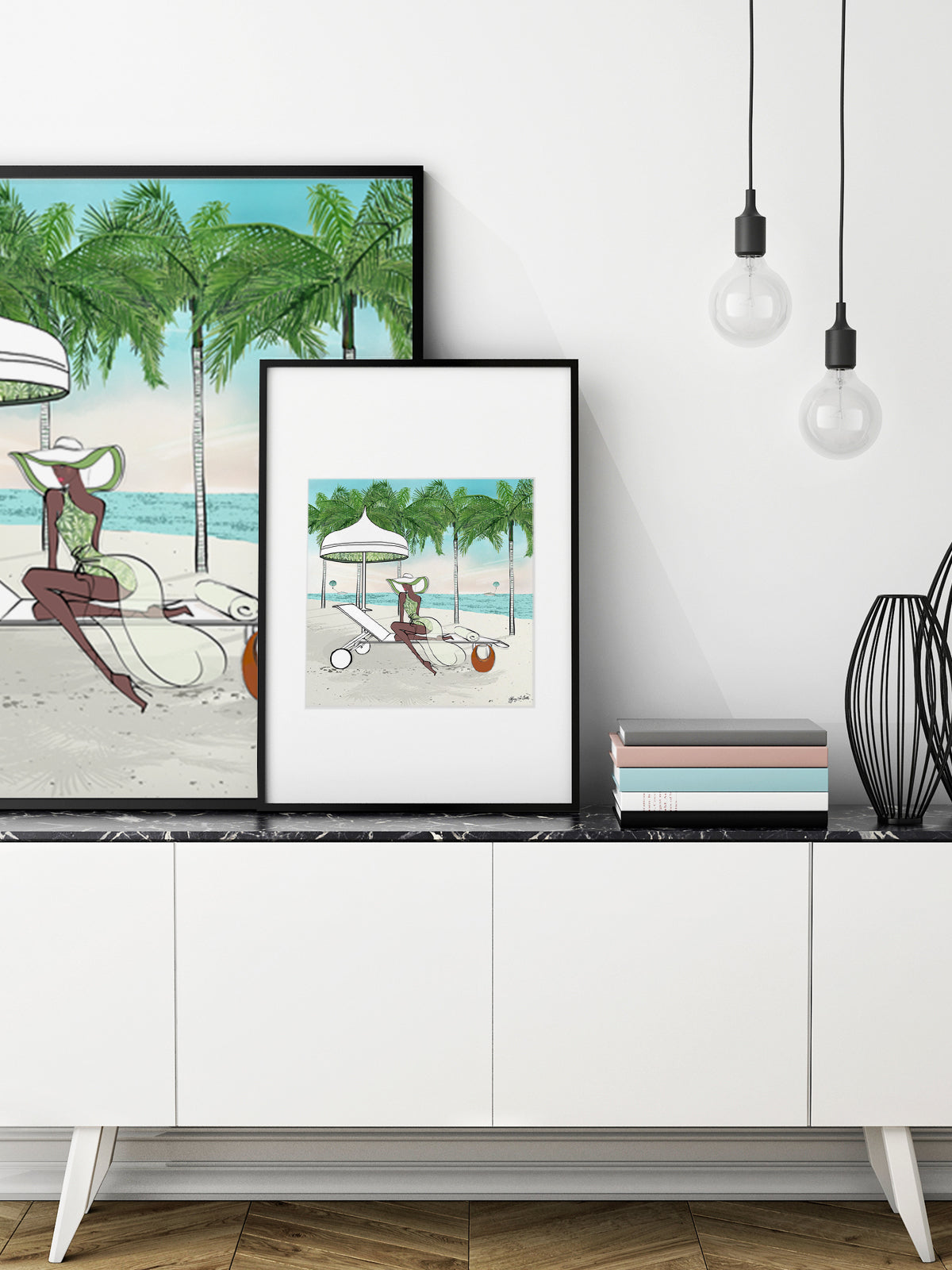 Palm Tree Beach - Illustration - Limited Edition Print - Tiffany La Belle