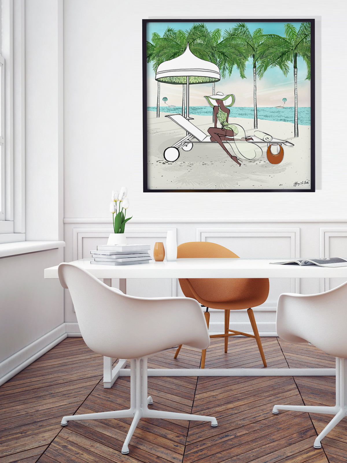 Palm Tree Beach - Illustration - Limited Edition Print - Tiffany La Belle