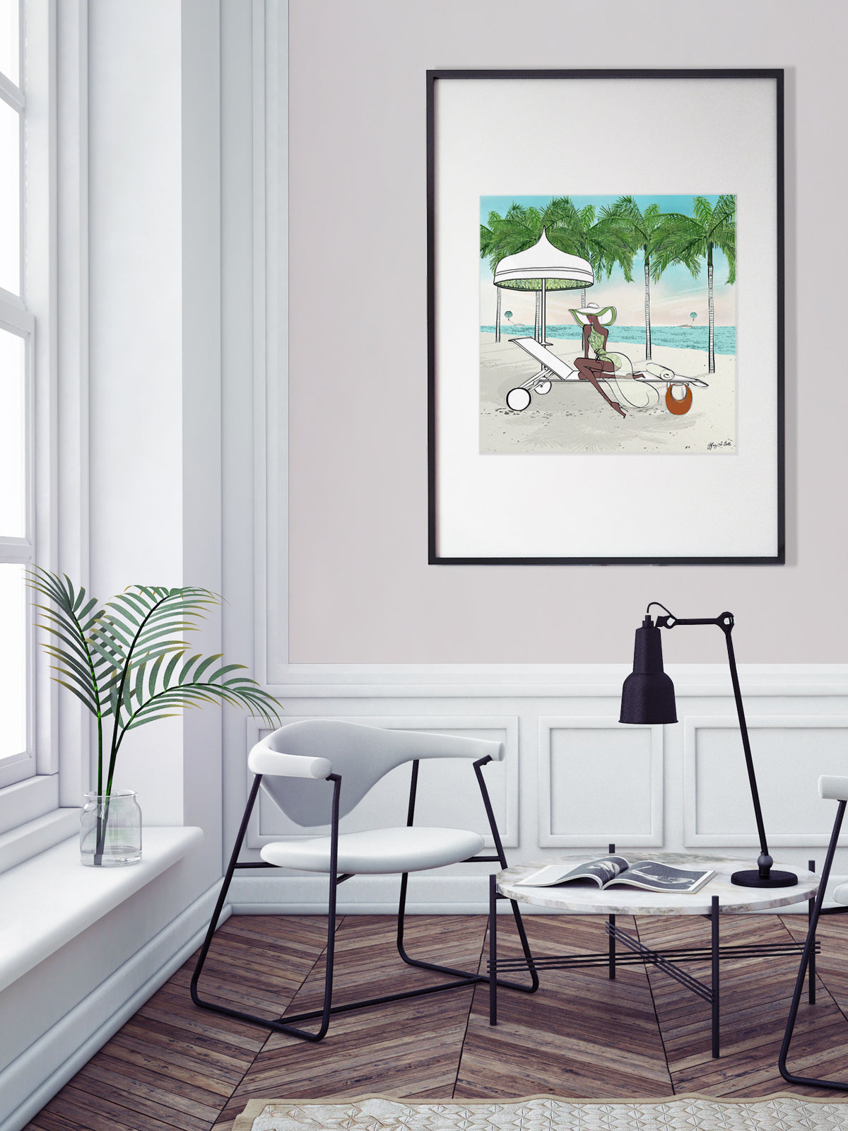 Palm Tree Beach - Illustration - Limited Edition Print - Tiffany La Belle