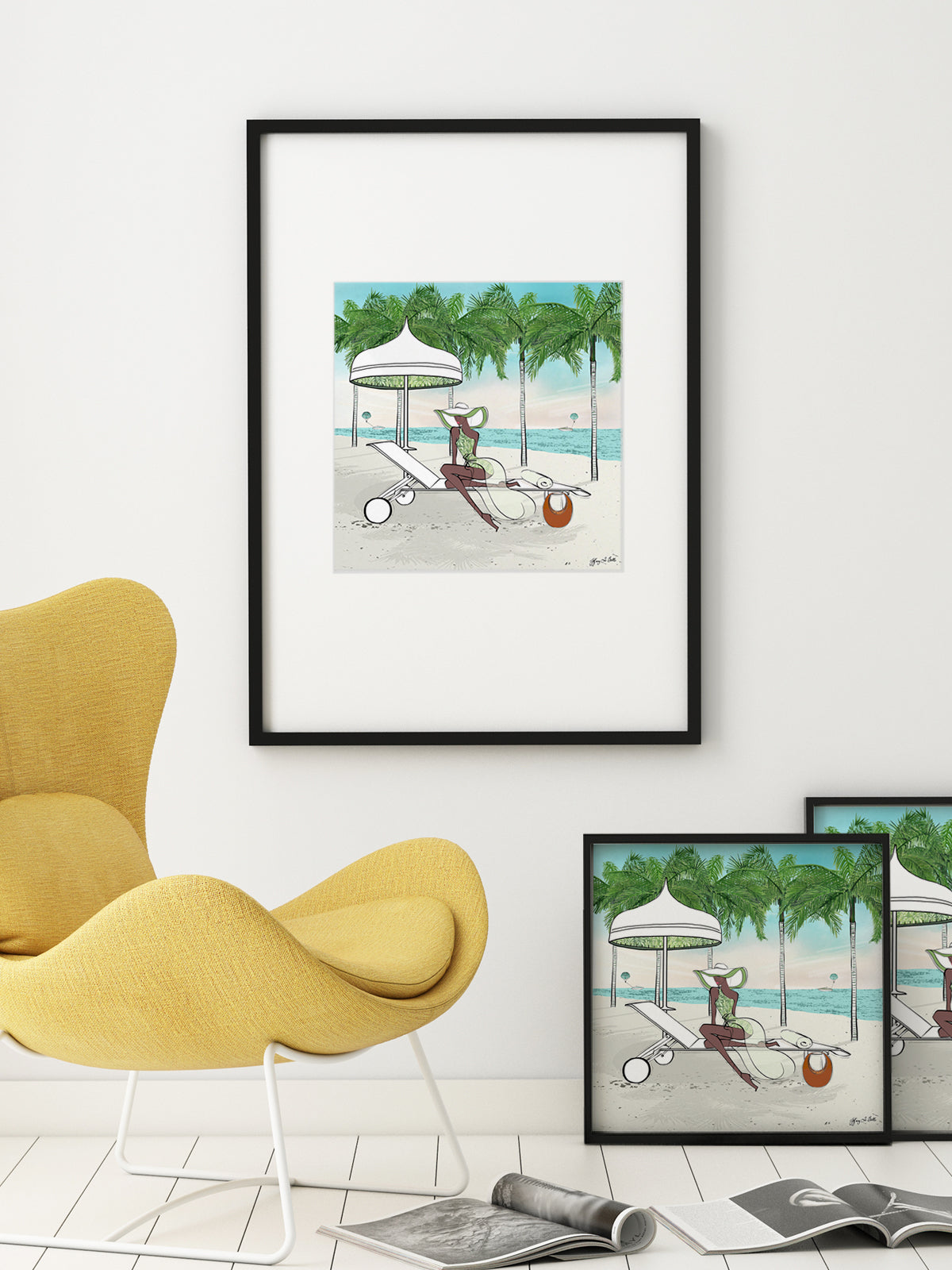 Palm Tree Beach - Illustration - Limited Edition Print - Tiffany La Belle