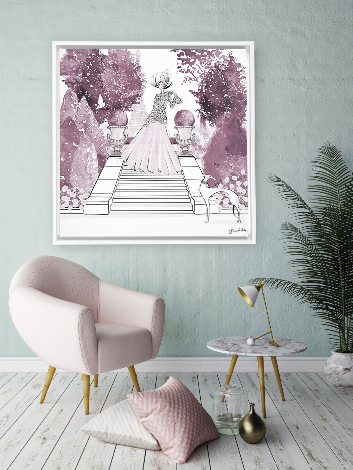 Parisienne Mulberry Garden - Illustration - Canvas Gallery Print - Unframed or Framed - Tiffany La Belle