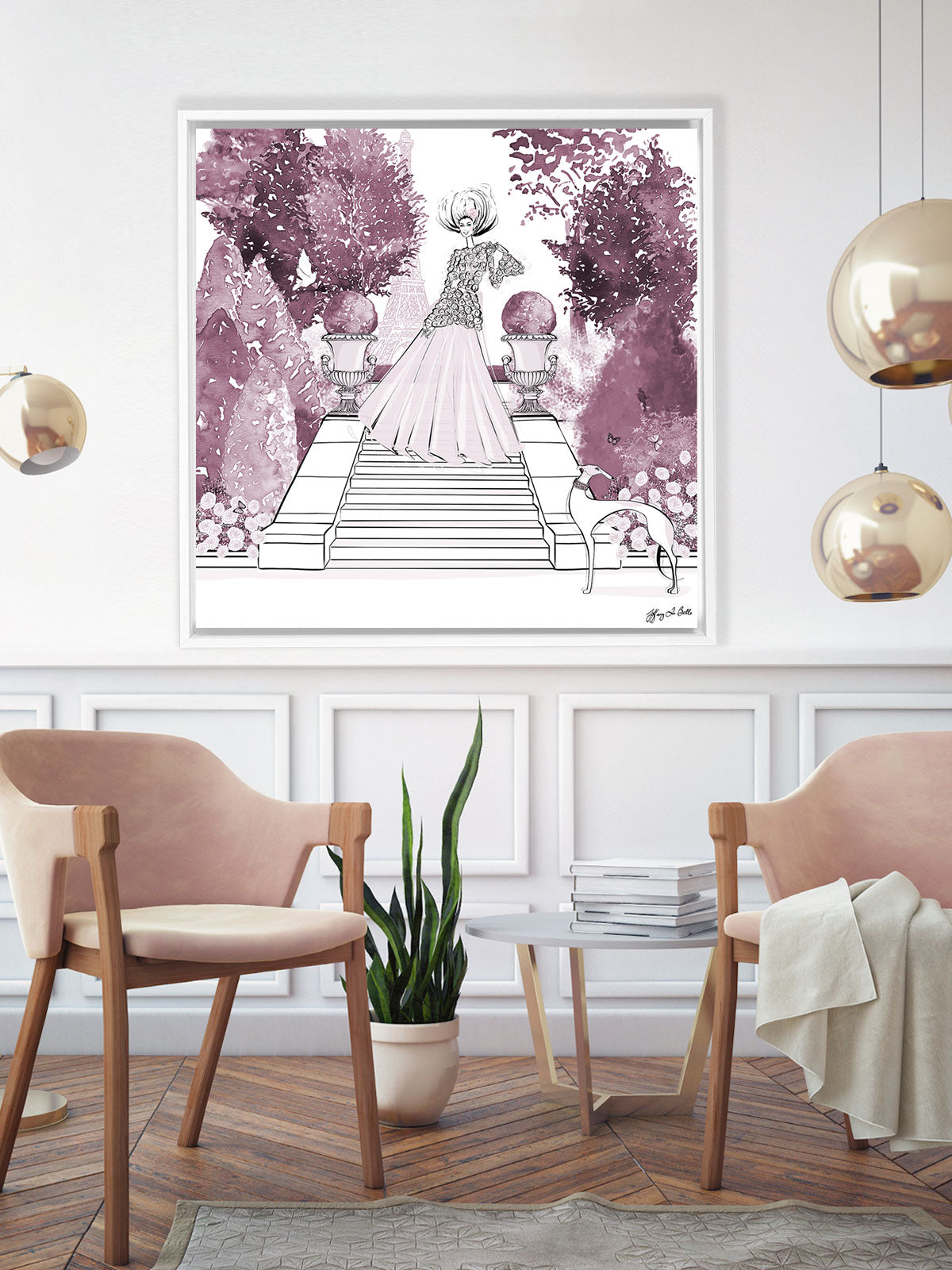 Parisienne Mulberry Garden - Illustration - Canvas Gallery Print - Unframed or Framed - Tiffany La Belle
