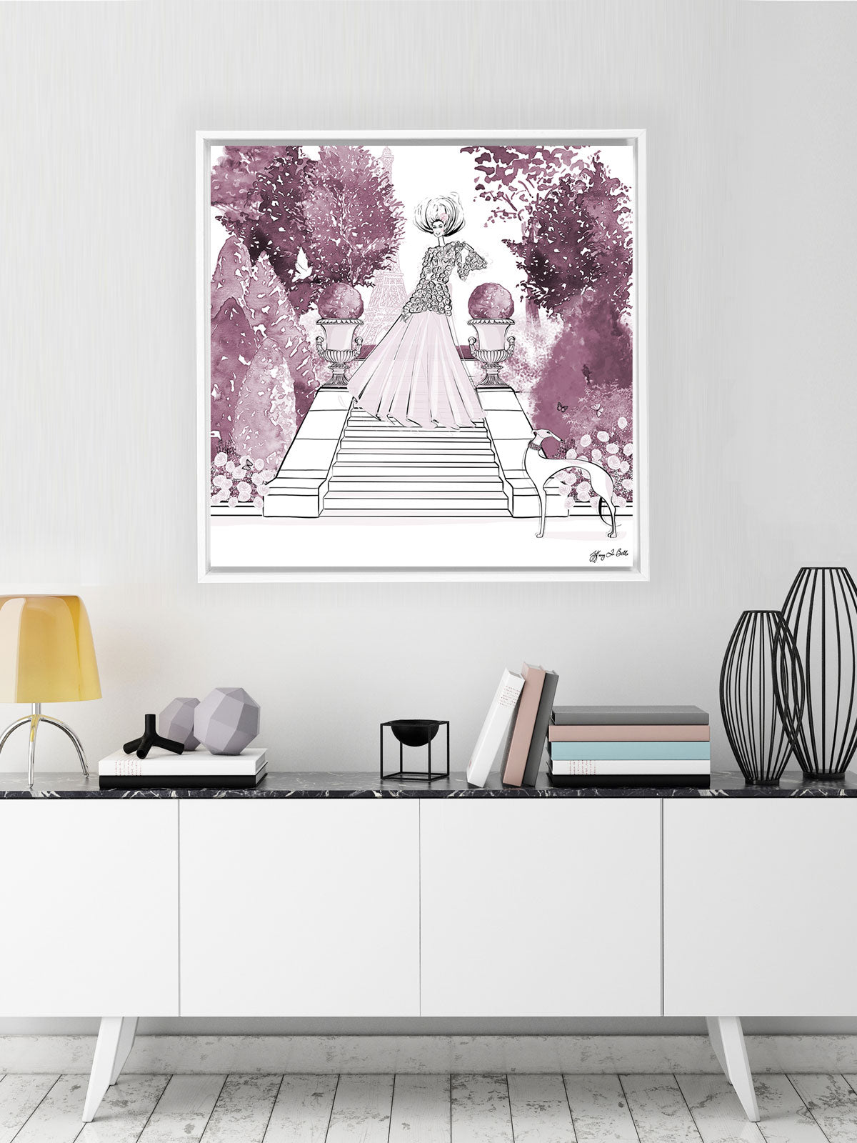 Parisienne Mulberry Garden - Illustration - Canvas Gallery Print - Unframed or Framed - Tiffany La Belle