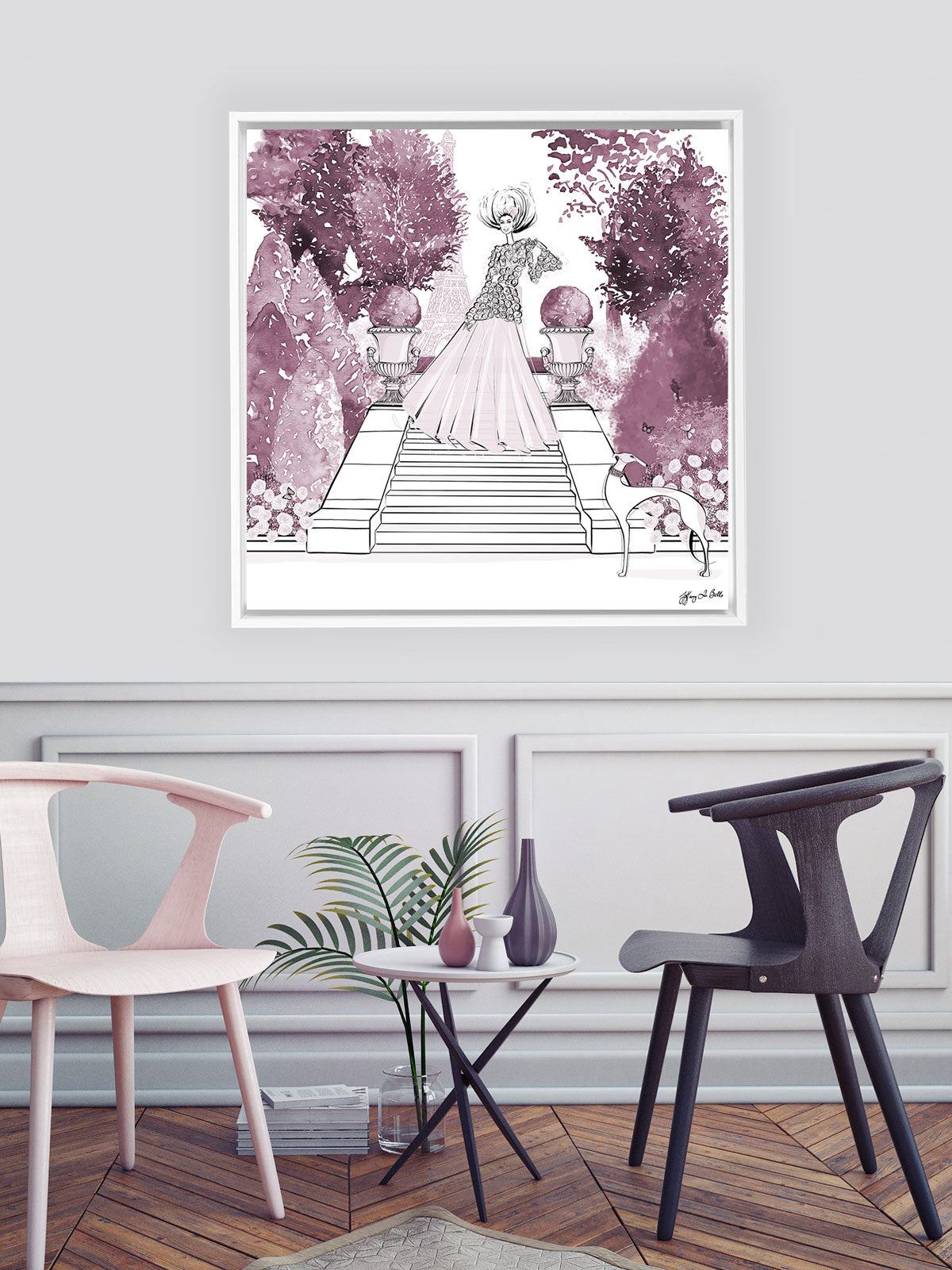 Parisienne Mulberry Garden - Illustration - Canvas Gallery Print - Unframed or Framed - Tiffany La Belle