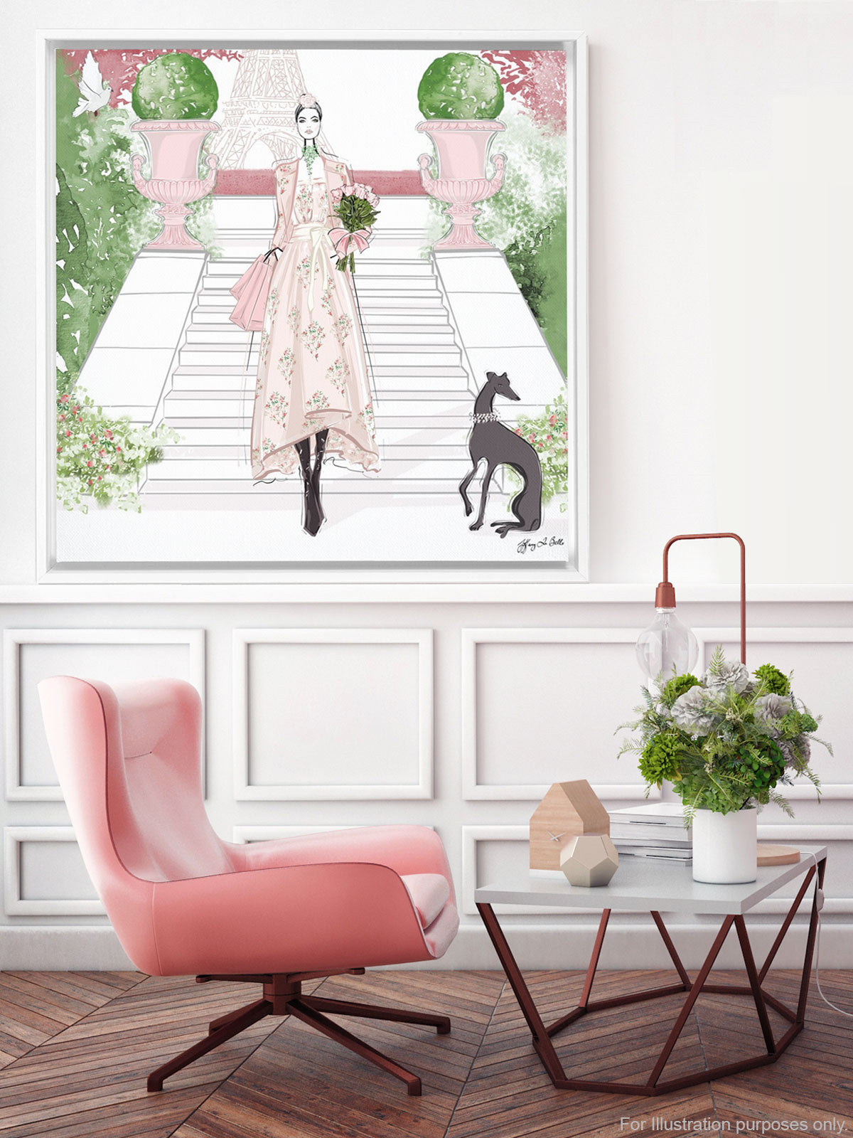 Parisienne Floral - Illustration - Canvas Gallery Print - Unframed or Framed - Tiffany La Belle