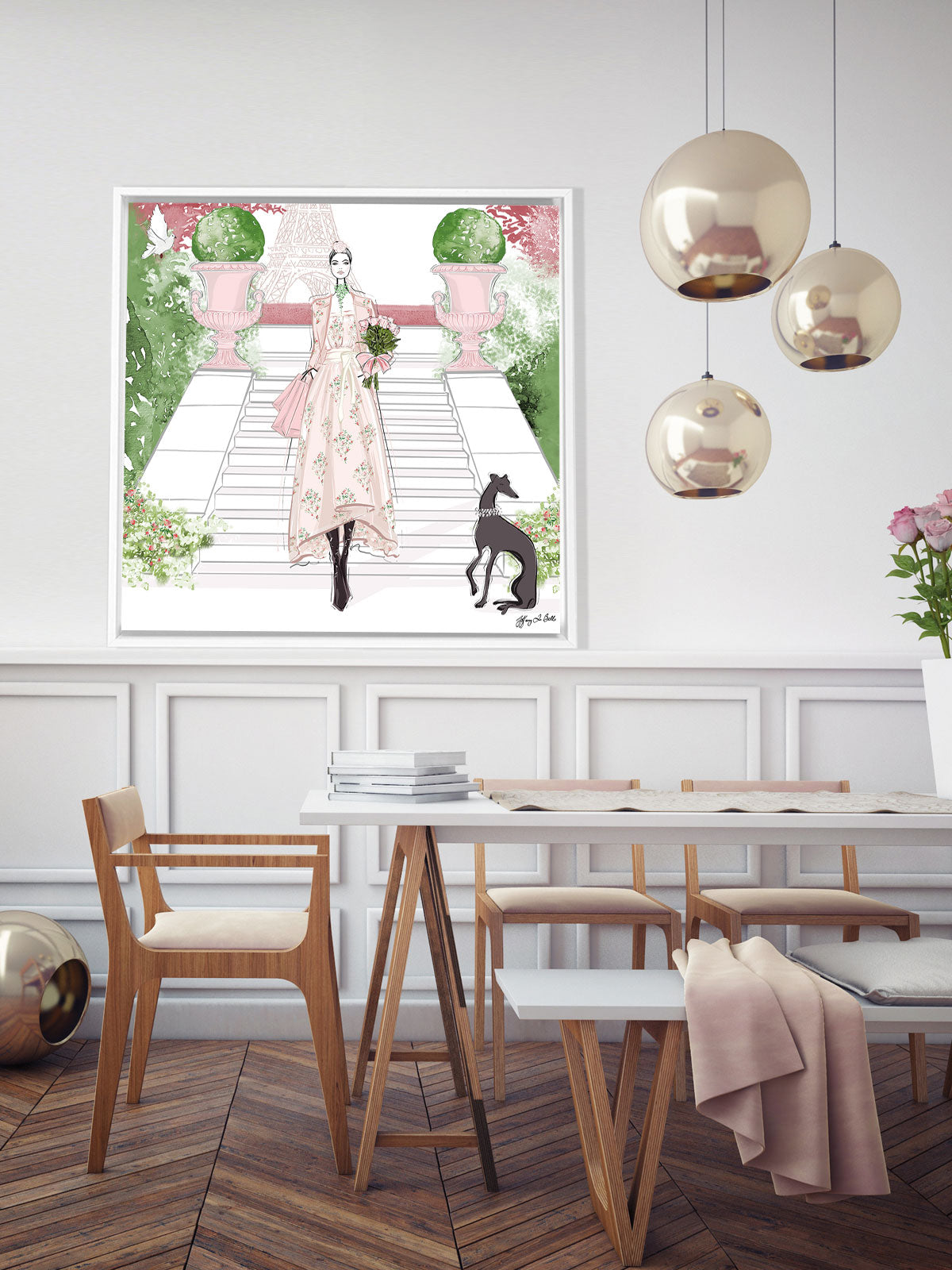 Parisienne Floral - Illustration - Canvas Gallery Print - Unframed or Framed - Tiffany La Belle