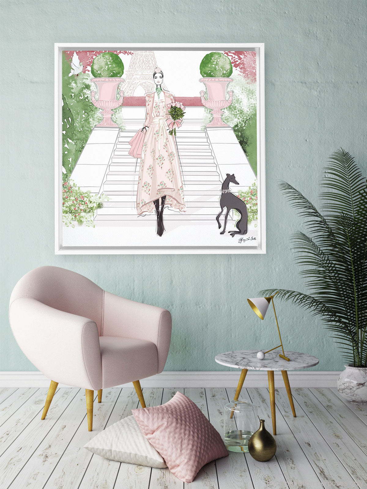 Parisienne Floral - Illustration - Canvas Gallery Print - Unframed or Framed - Tiffany La Belle
