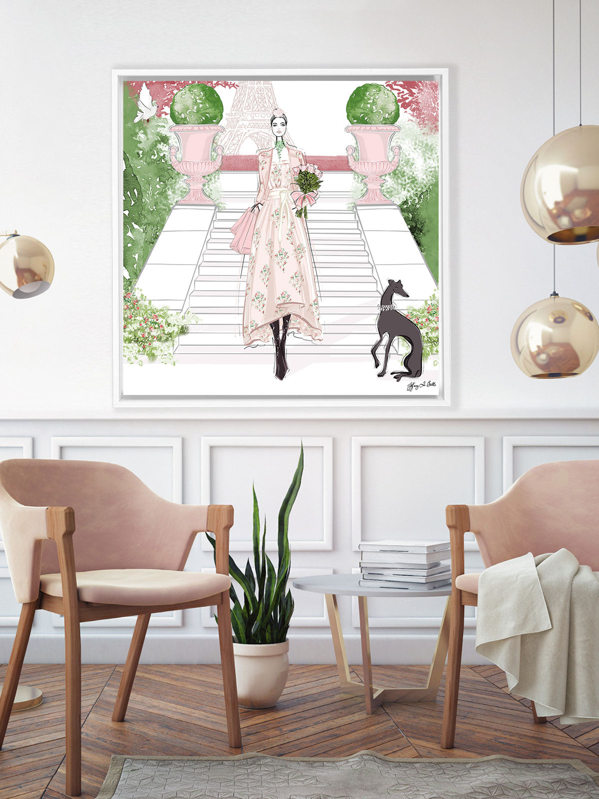Parisienne Floral - Illustration - Canvas Gallery Print - Unframed or Framed - Tiffany La Belle