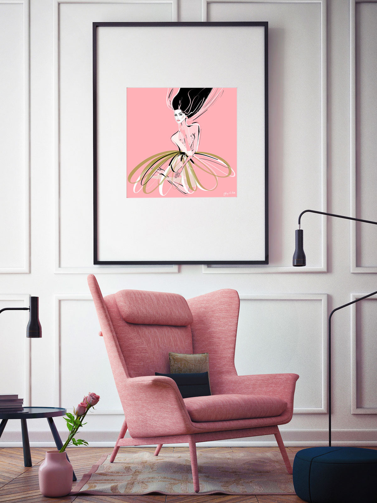 Pink and Pearls - Illustration - Limited Edition Print - Tiffany La Belle