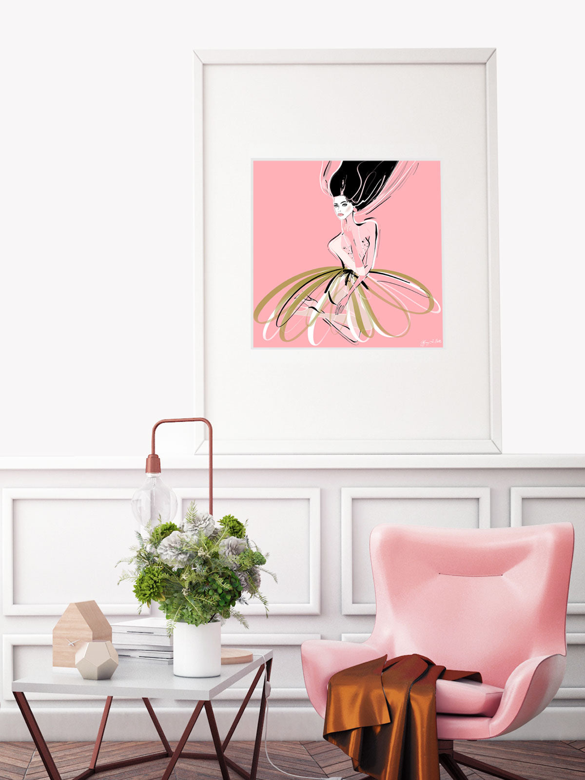 Pink and Pearls - Illustration - Limited Edition Print - Tiffany La Belle