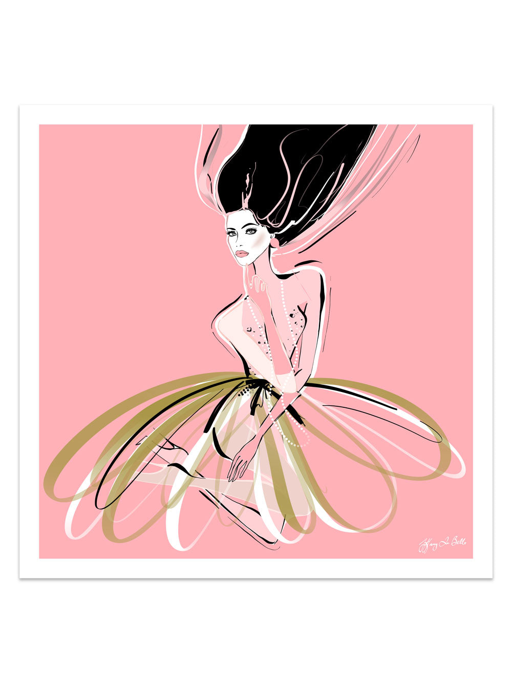 Pink and Pearls - Illustration - Limited Edition Print - Tiffany La Belle