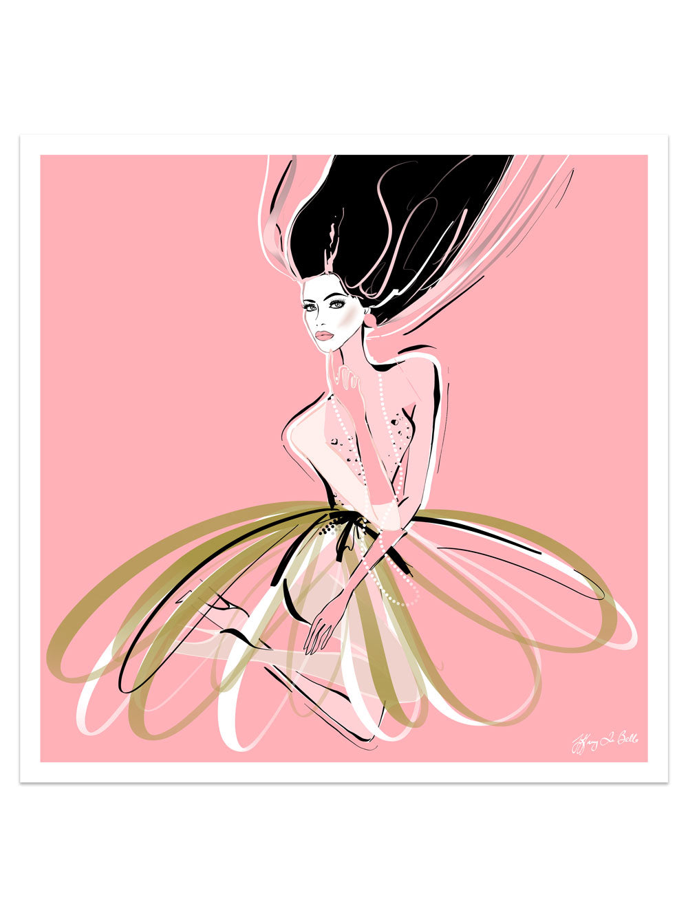 Pink and Pearls - Illustration - Limited Edition Print - Tiffany La Belle