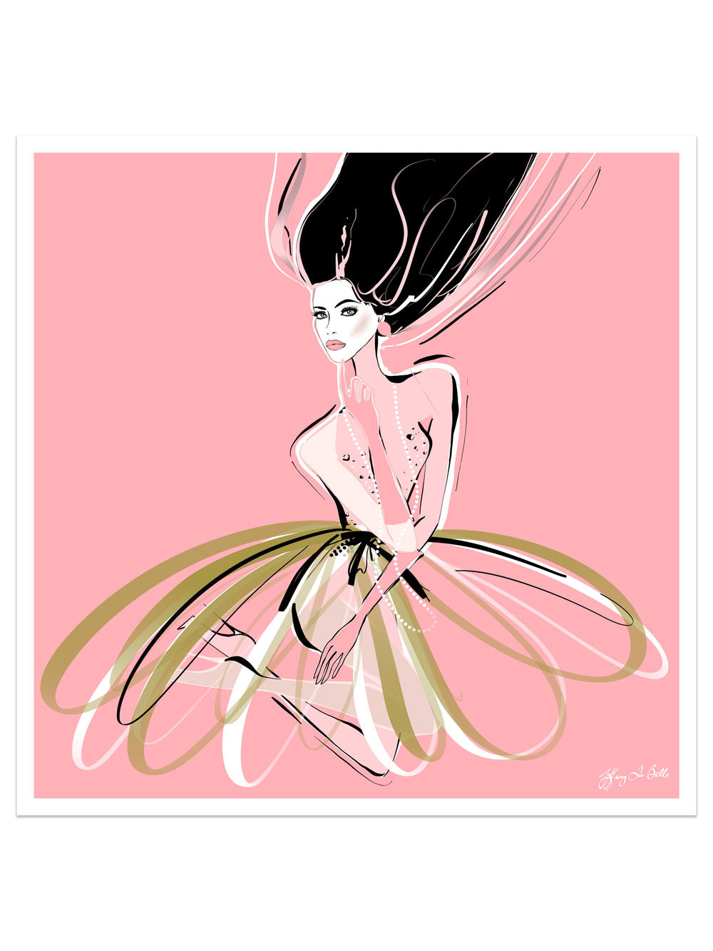 Pink and Pearls - Illustration - Limited Edition Print - Tiffany La Belle
