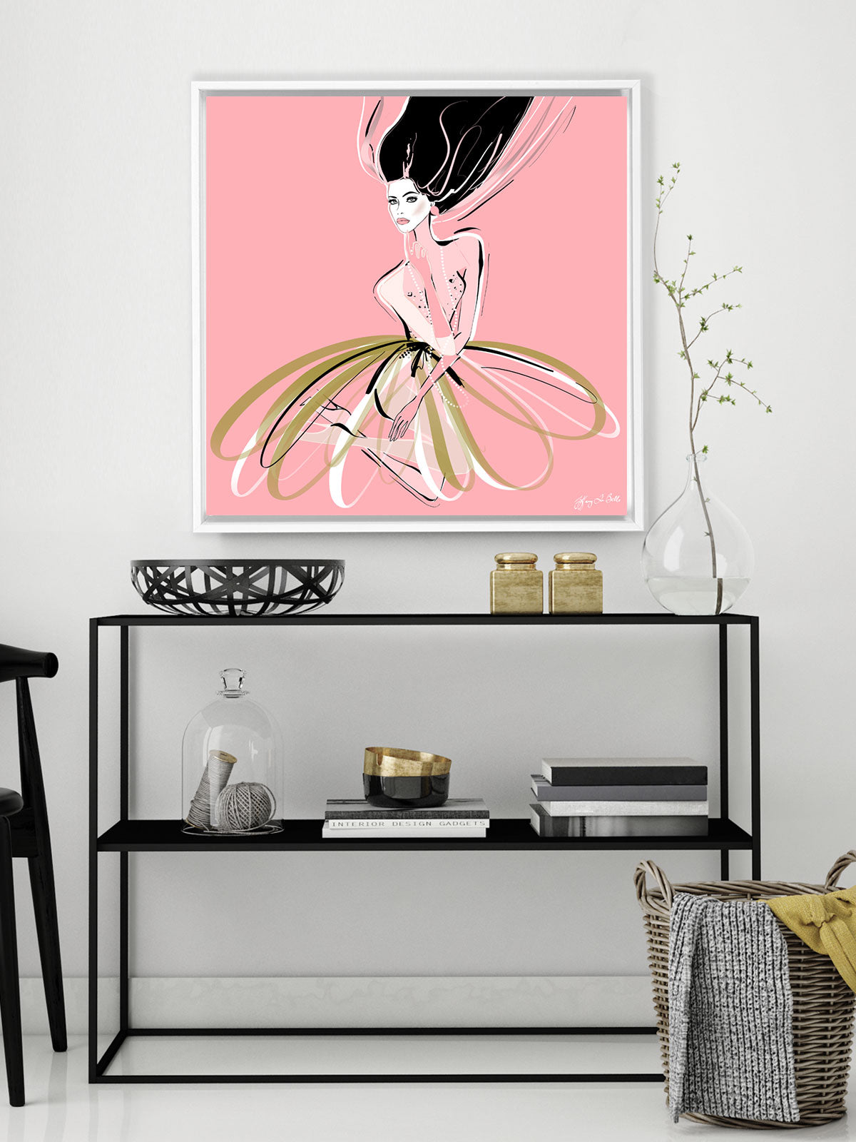 Pink and Pearls - Illustration - Canvas Gallery Print - Unframed or Framed - Tiffany La Belle