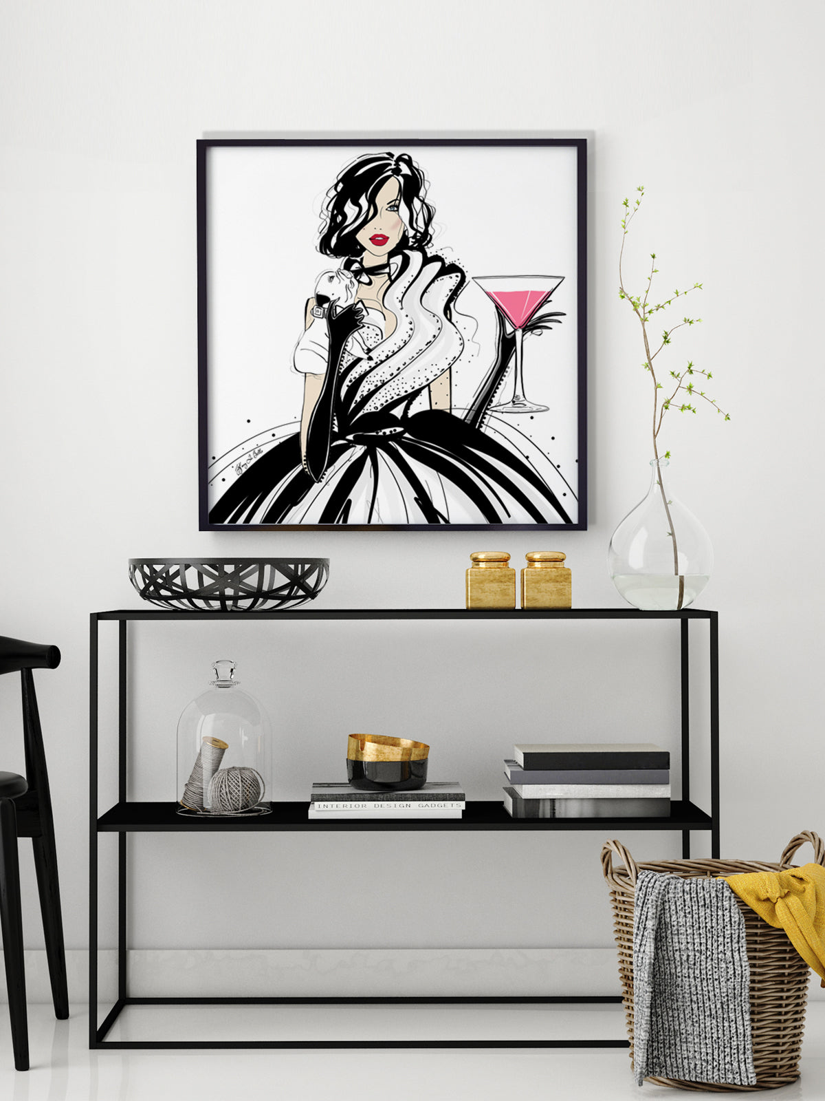 Pugs and Pink Drinks - Illustration - Limited Edition Print - Tiffany La Belle