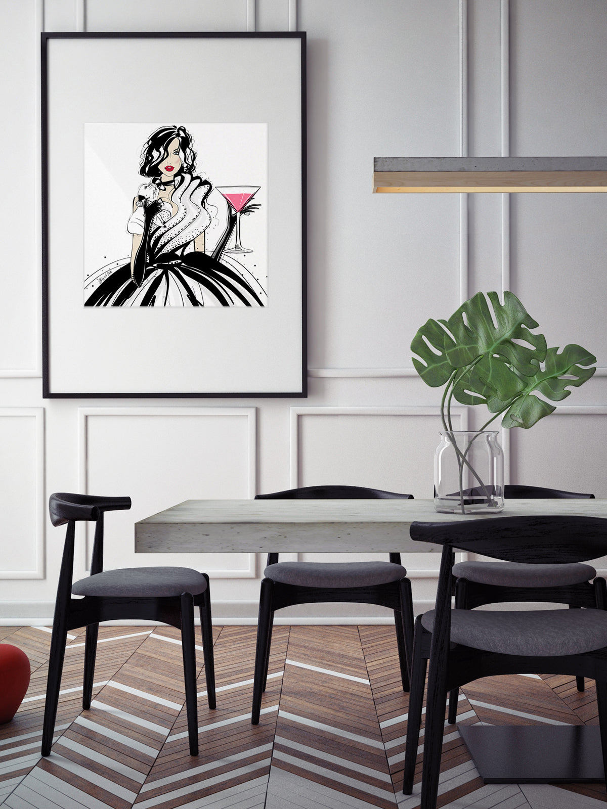 Pugs and Pink Drinks - Illustration - Limited Edition Print - Tiffany La Belle