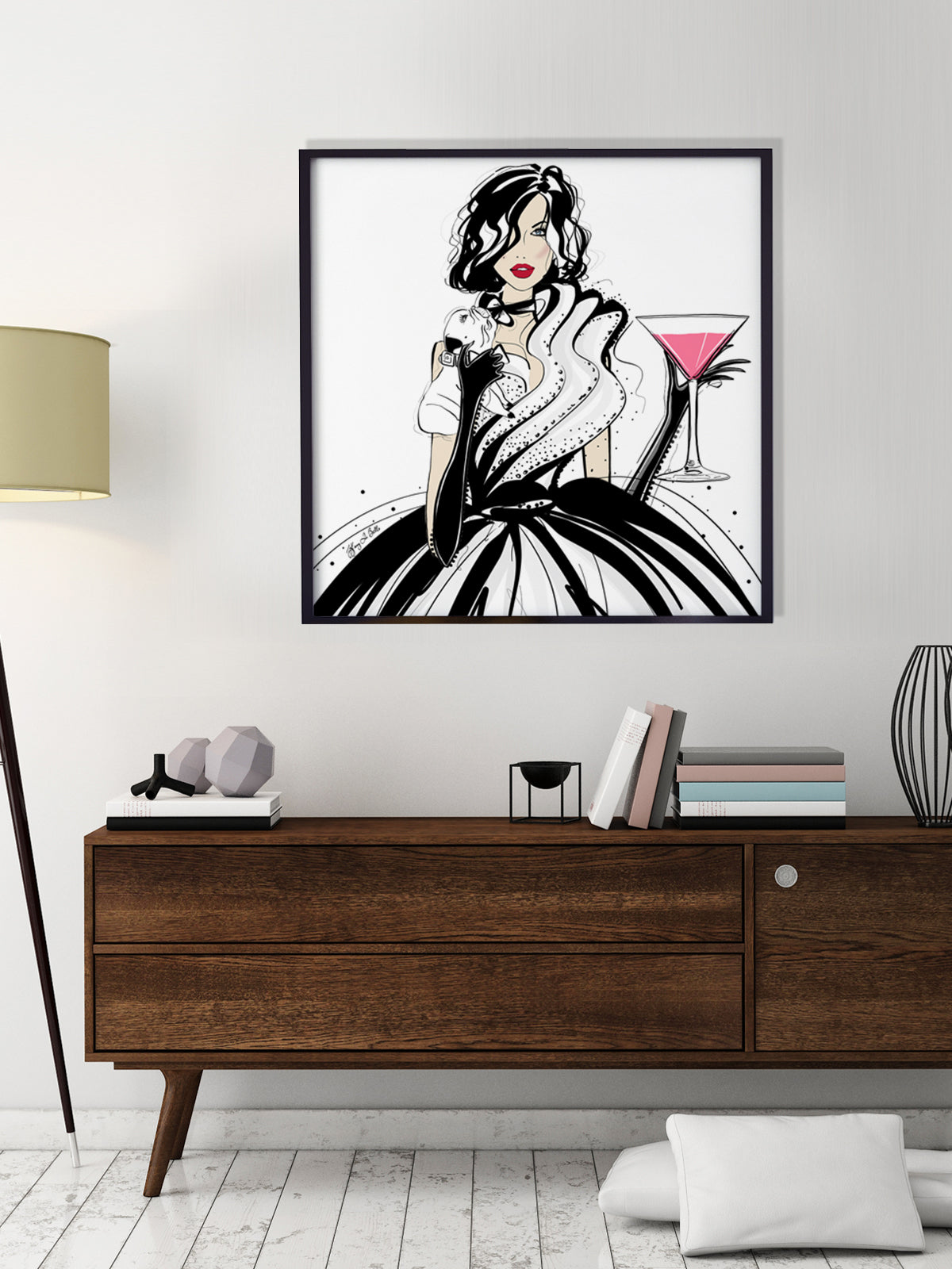 Pugs and Pink Drinks - Illustration - Limited Edition Print - Tiffany La Belle