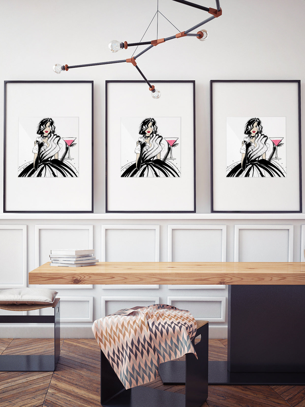 Pugs and Pink Drinks - Illustration - Limited Edition Print - Tiffany La Belle