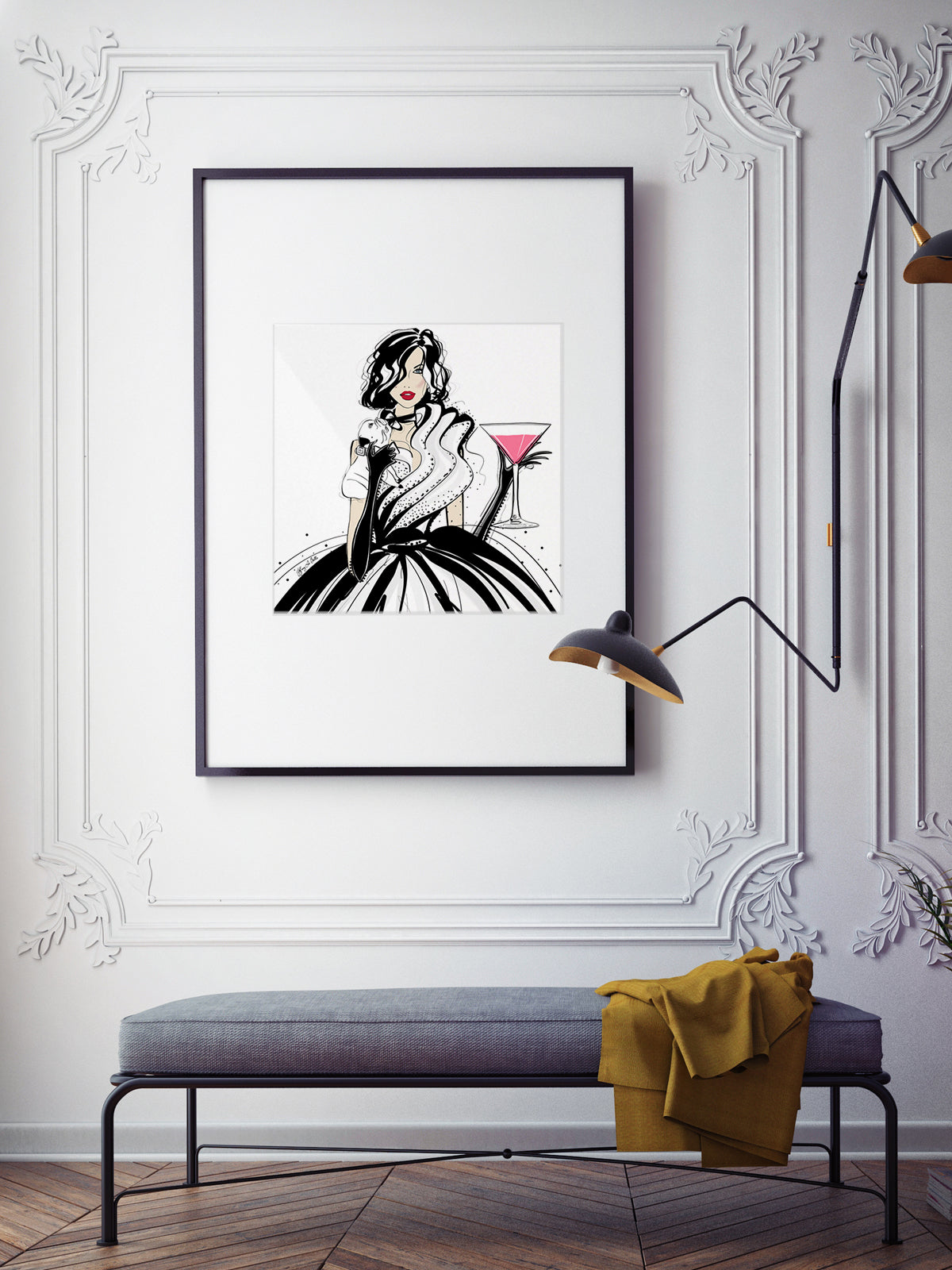 Pugs and Pink Drinks - Illustration - Limited Edition Print - Tiffany La Belle