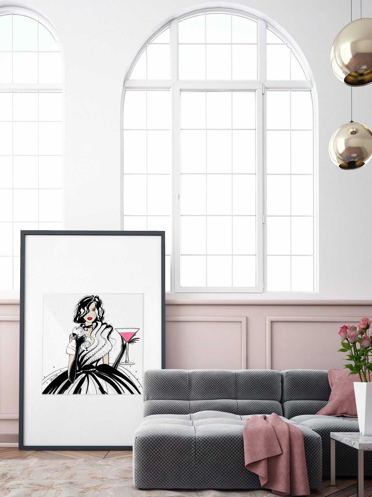 Pugs and Pink Drinks - Illustration - Limited Edition Print - Tiffany La Belle