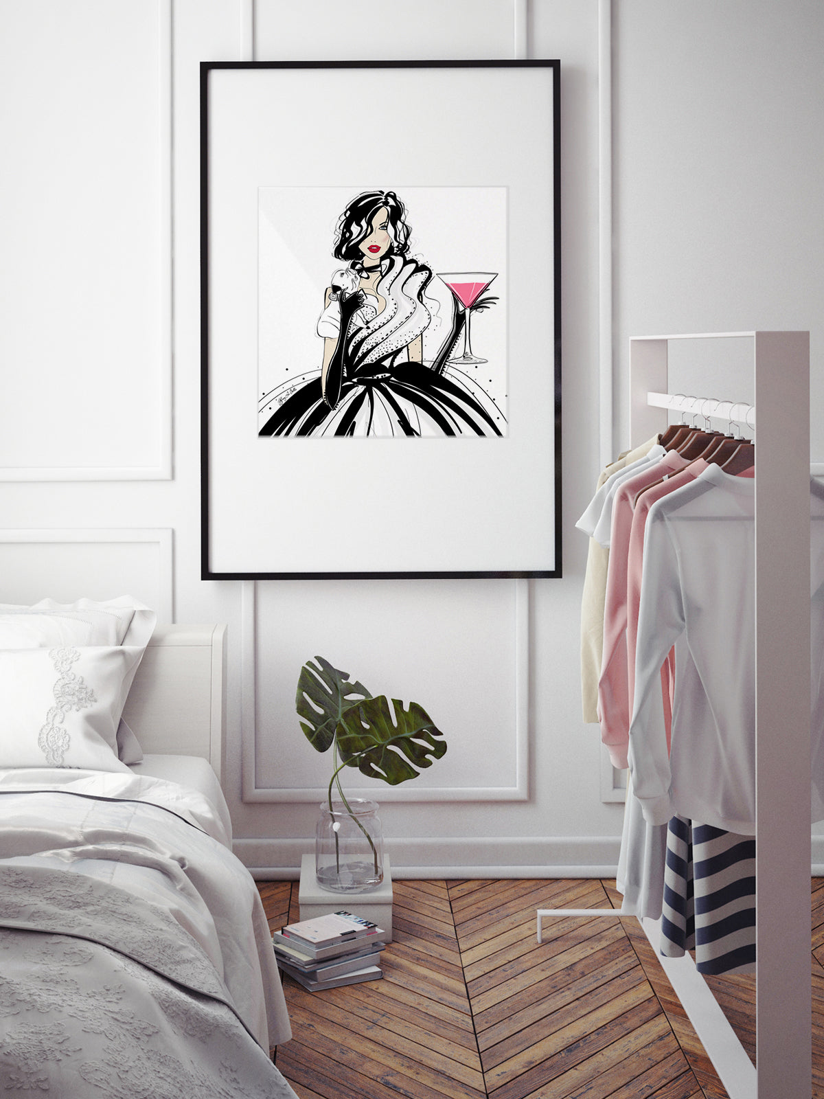 Pugs and Pink Drinks - Illustration - Limited Edition Print - Tiffany La Belle
