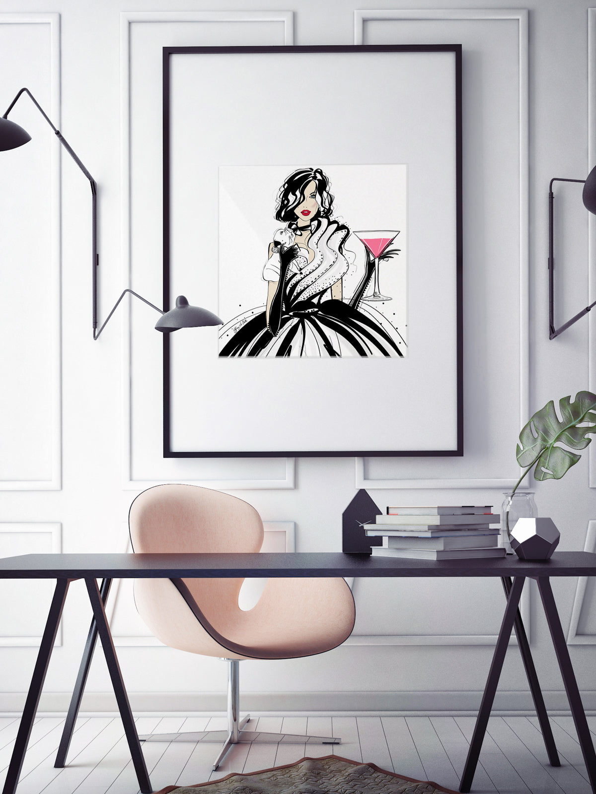 Pugs and Pink Drinks - Illustration - Limited Edition Print - Tiffany La Belle