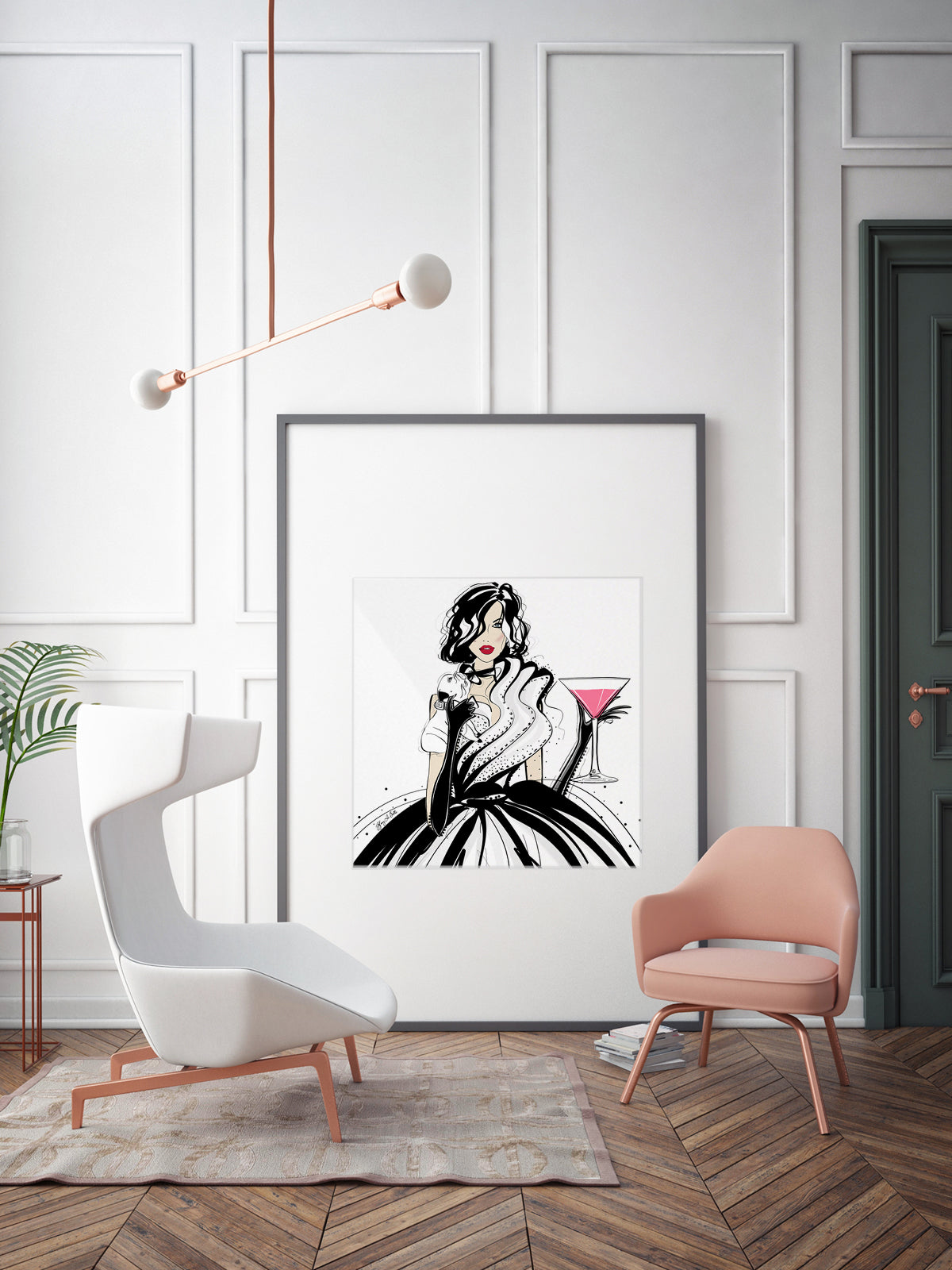 Pugs and Pink Drinks - Illustration - Limited Edition Print - Tiffany La Belle