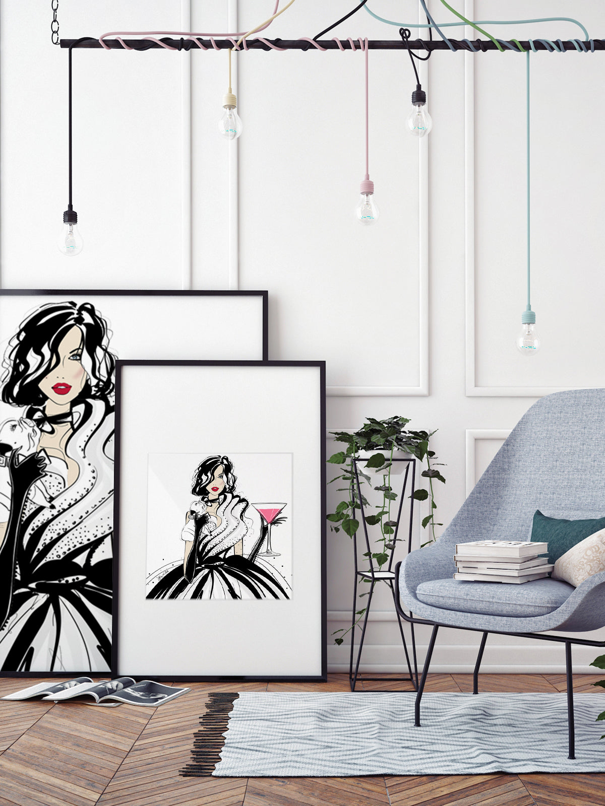 Pugs and Pink Drinks - Illustration - Limited Edition Print - Tiffany La Belle