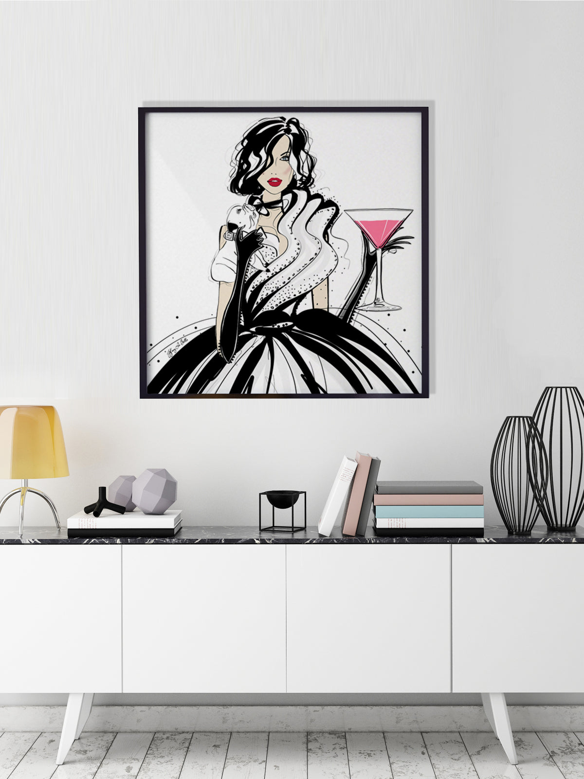 Pugs and Pink Drinks - Illustration - Limited Edition Print - Tiffany La Belle