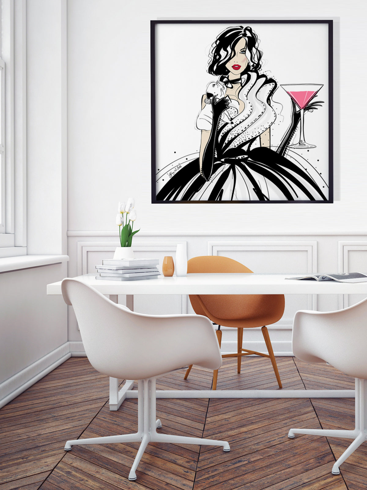 Pugs and Pink Drinks - Illustration - Limited Edition Print - Tiffany La Belle