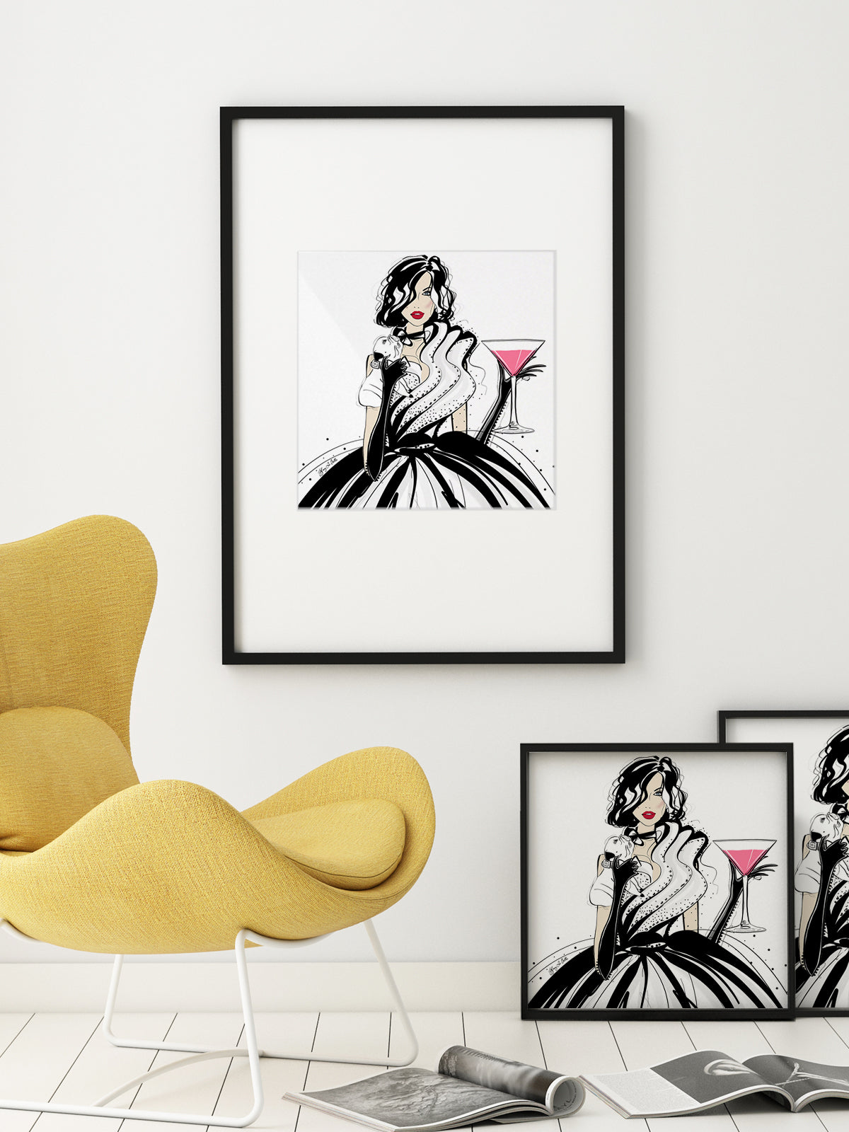 Pugs and Pink Drinks - Illustration - Limited Edition Print - Tiffany La Belle