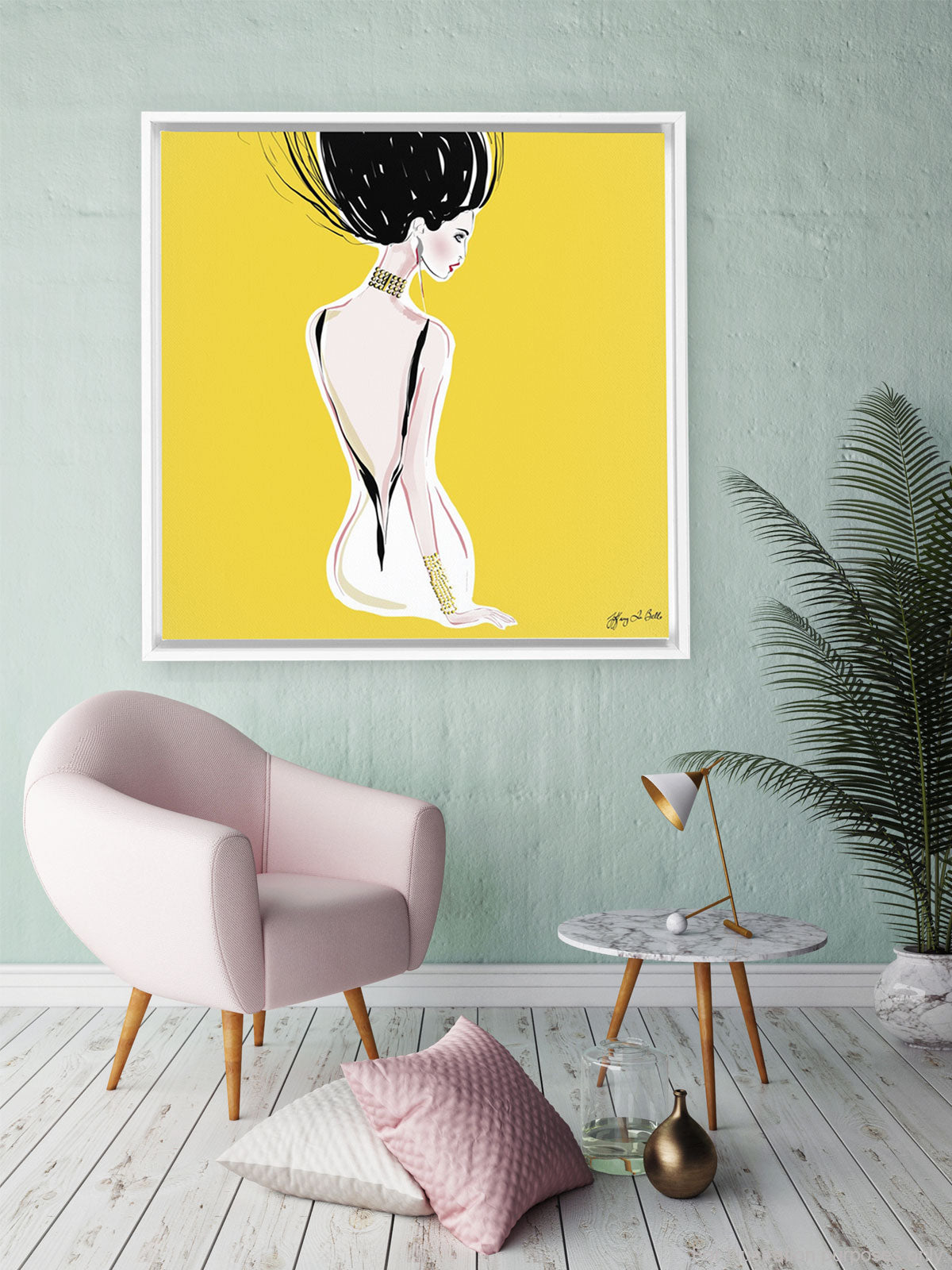 Quite Shy - Illustration - Canvas Gallery Print - Unframed or Framed - Tiffany La Belle
