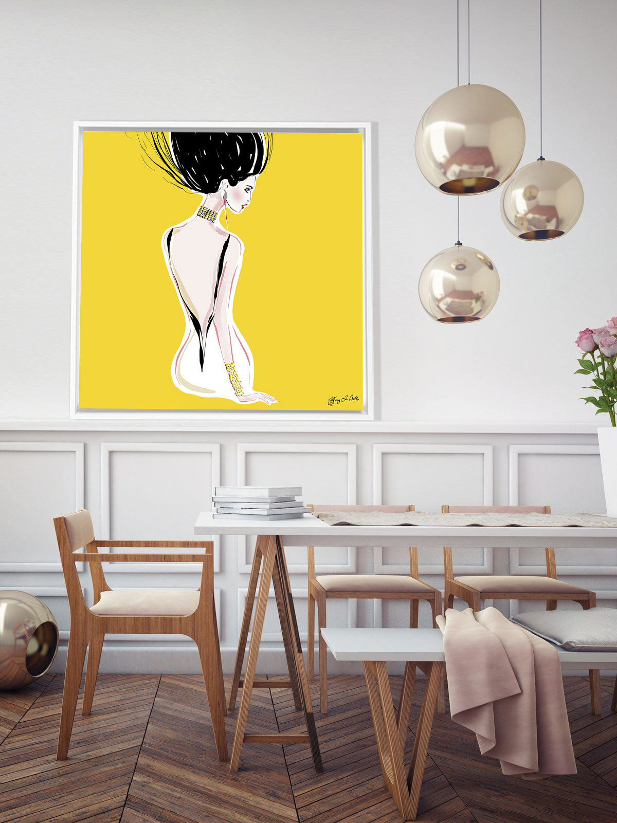 Quite Shy - Illustration - Canvas Gallery Print - Unframed or Framed - Tiffany La Belle