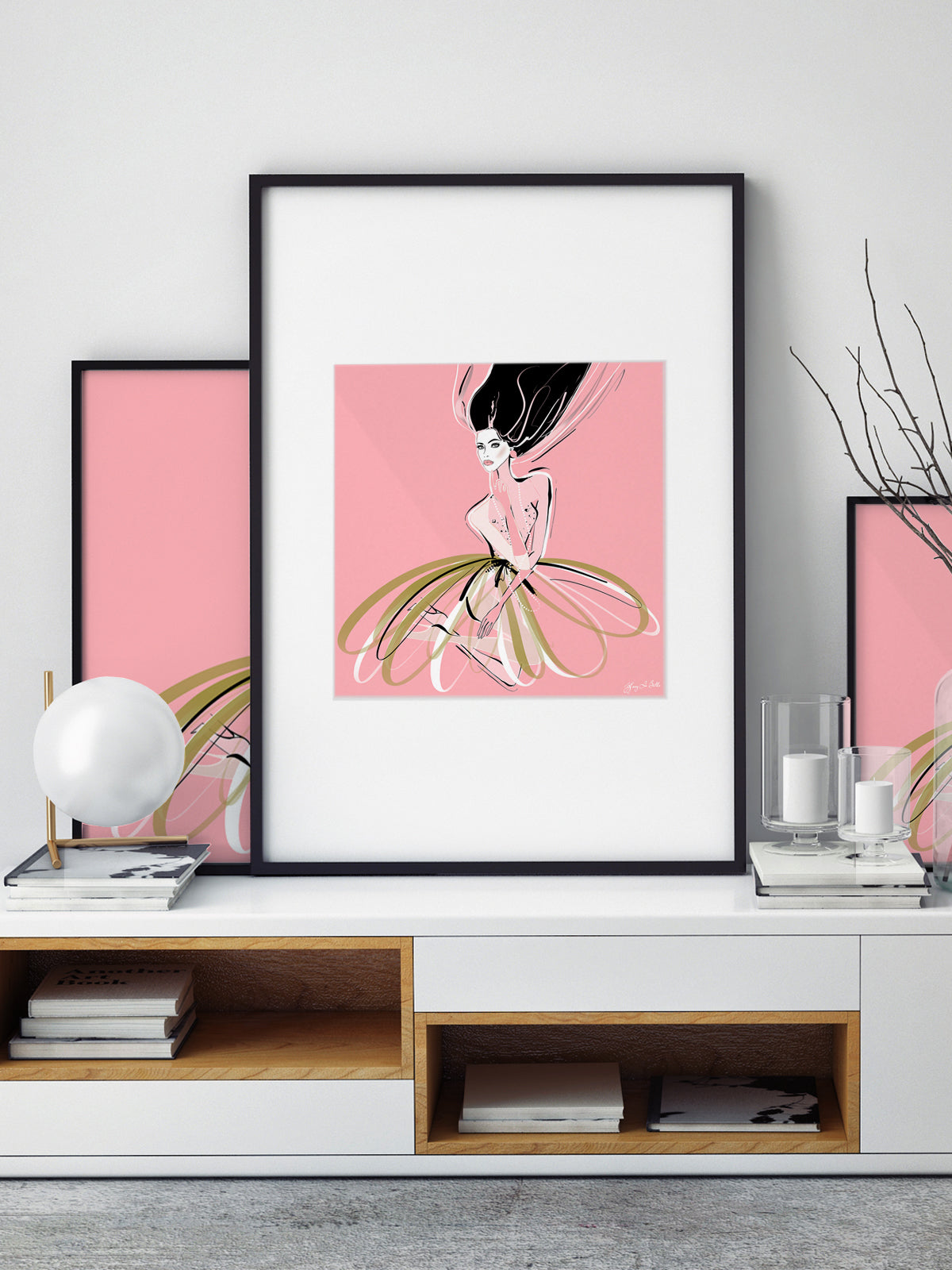 Pink and Pearls - Illustration - Limited Edition Print - Tiffany La Belle