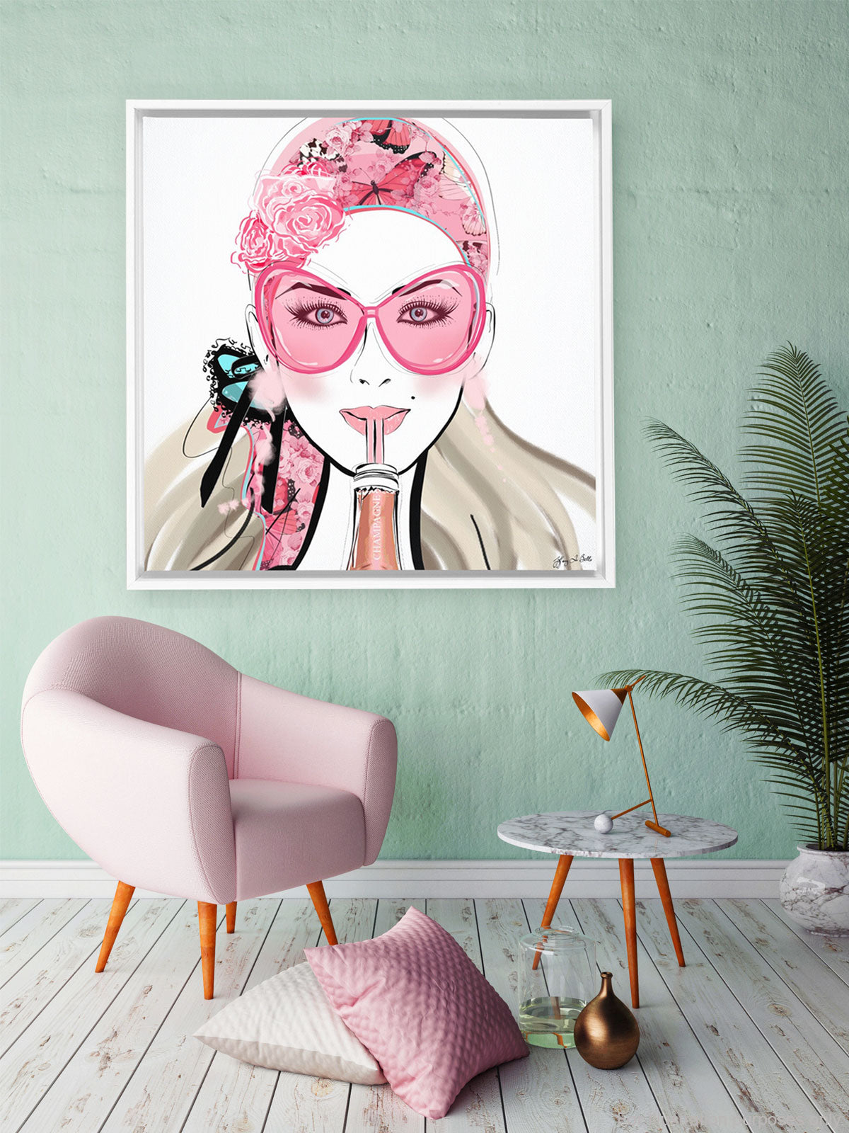 Who Needs a Glass? - Illustration - Canvas Gallery Print - Unframed or Framed - Tiffany La Belle