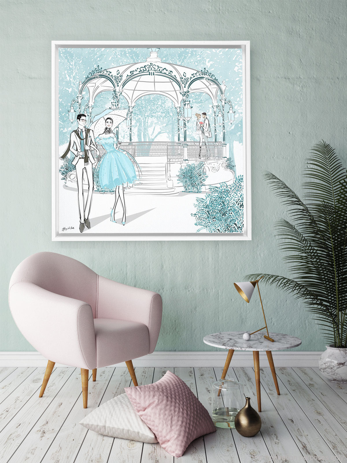 Young Lovers - Illustration - Canvas Gallery Print - Unframed or Framed - Tiffany La Belle