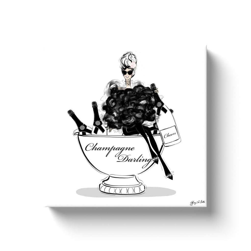 Champagne Darling - Illustration - Canvas Gallery Print - Unframed or Framed - Tiffany La Belle
