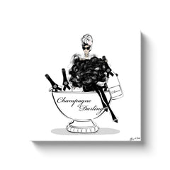 Champagne Darling - Illustration - Canvas Gallery Print - Unframed or Framed - Tiffany La Belle