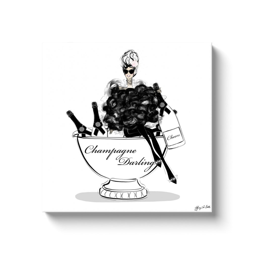 Champagne Darling - Illustration - Canvas Gallery Print - Unframed or Framed - Tiffany La Belle