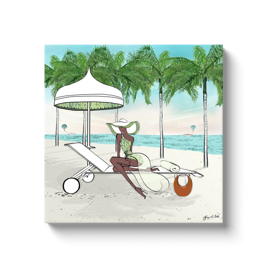Palm Tree Beach - Illustration - Canvas Gallery Print - Unframed or Framed - Tiffany La Belle