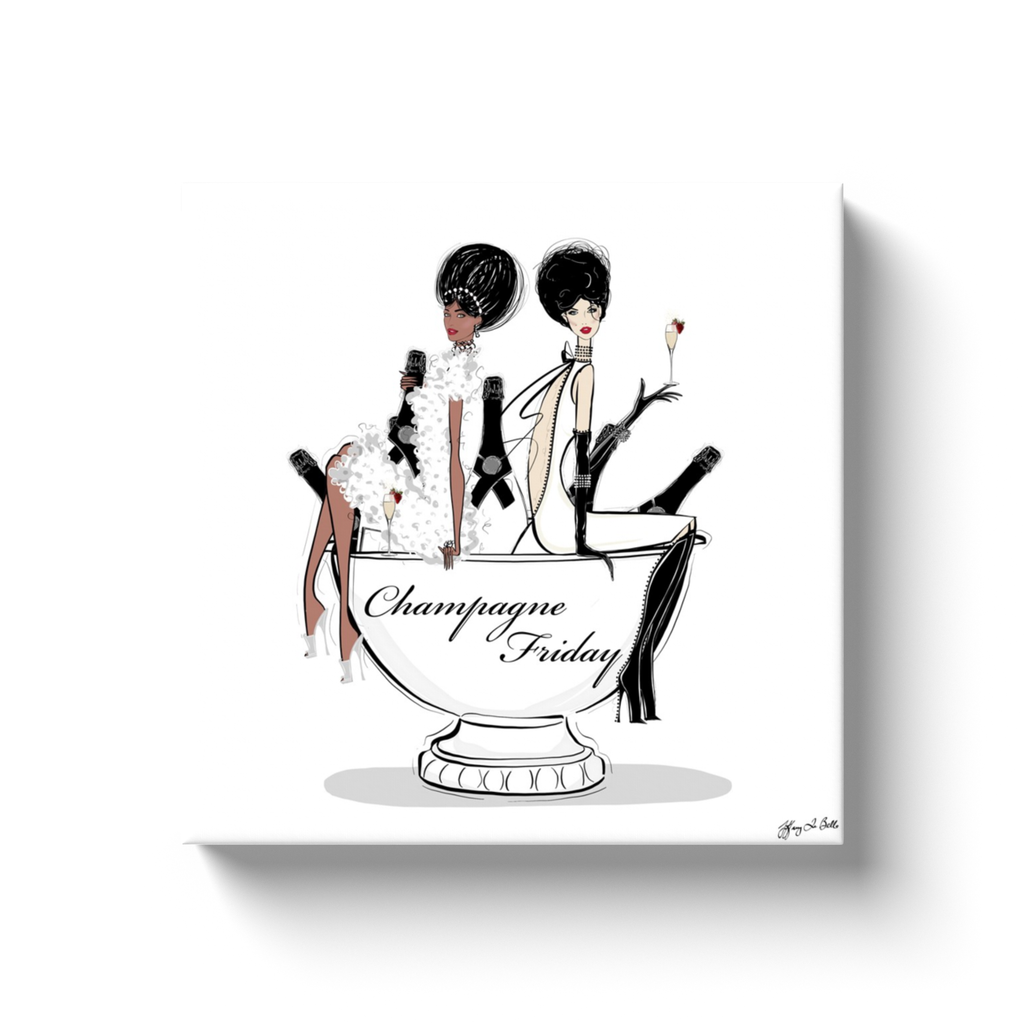 Champagne Friday - Illustration - Canvas Gallery Print - Unframed or Framed - Tiffany La Belle