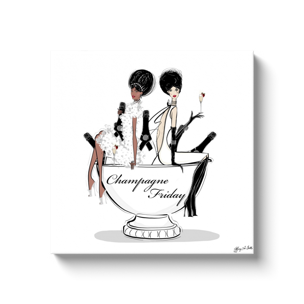Champagne Friday - Illustration - Canvas Gallery Print - Unframed or Framed - Tiffany La Belle