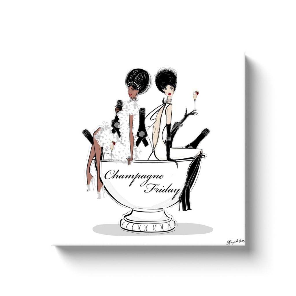 Champagne Friday - Illustration - Canvas Gallery Print - Unframed or Framed - Tiffany La Belle