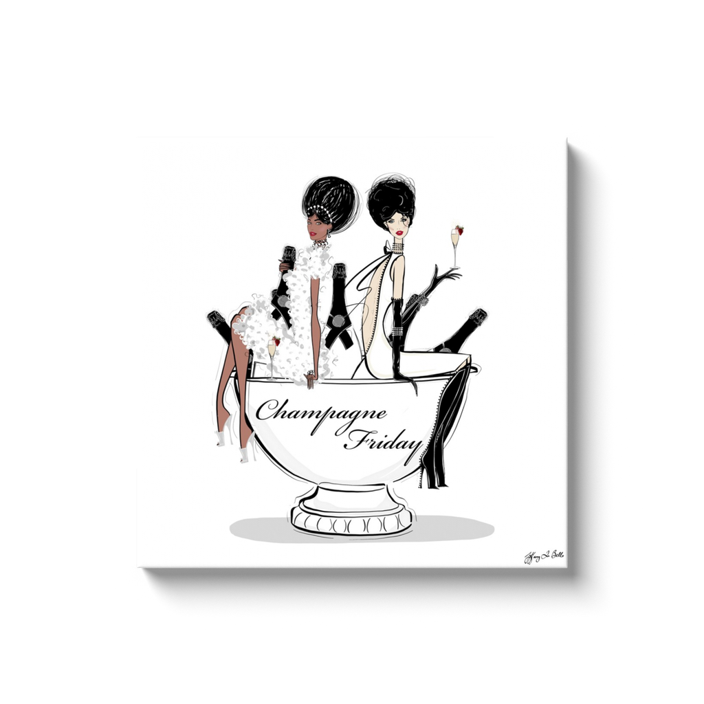 Champagne Friday - Illustration - Canvas Gallery Print - Unframed or Framed - Tiffany La Belle