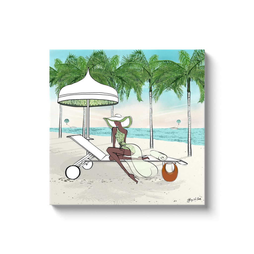 Palm Tree Beach - Illustration - Canvas Gallery Print - Unframed or Framed - Tiffany La Belle