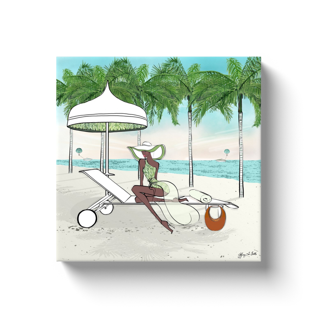 Palm Tree Beach - Illustration - Canvas Gallery Print - Unframed or Framed - Tiffany La Belle