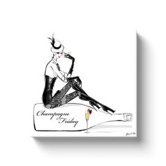 Champagne Friday with Strawberries - Illustration - Canvas Gallery Print - Unframed or Framed - Tiffany La Belle